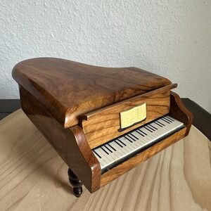 Vintage Reuge Grand Piano Wooden Music Box 6 Inch Sound of Music Swiss Movement
